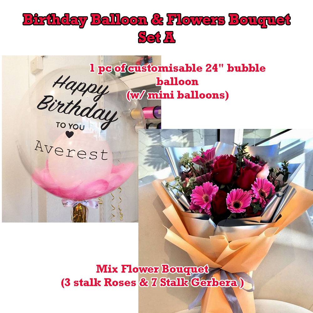 Tenderly Birthday Flower Balloon Set KL Florist PJ Florist same